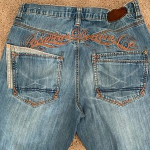 Vintage 90’s Rockawear Distressed Jeans Hip Hop Wide Bottom 34 Waist 31 Inseam